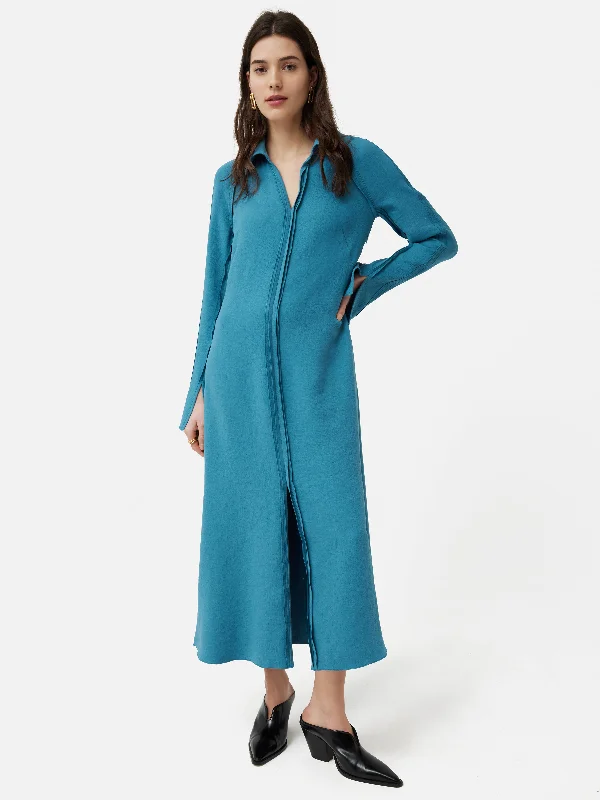 Japanese Crepe Shirt Dress | Blue