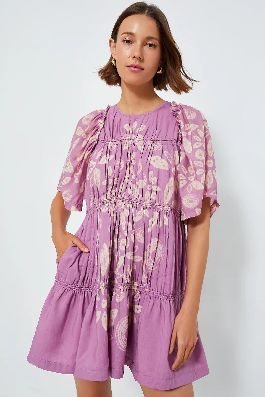 Lilac Thea Tie Dye Print Short Sleeve Dress