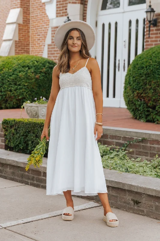 Marina White Crochet Midi Dress - FINAL SALE