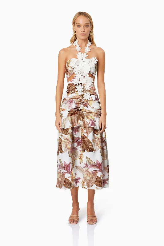 Meadow Floral Cocktail Dress In White