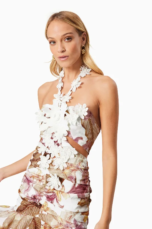 Meadow Floral Cocktail Dress In White