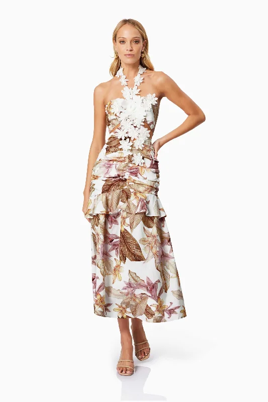 Meadow Floral Cocktail Dress In White