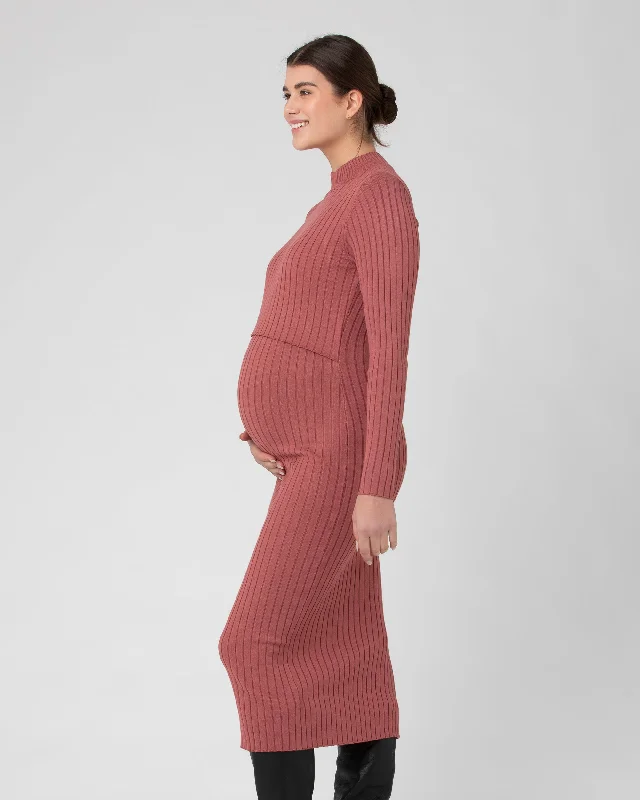 Nella Rib Nursing Knit Dress  Rouge