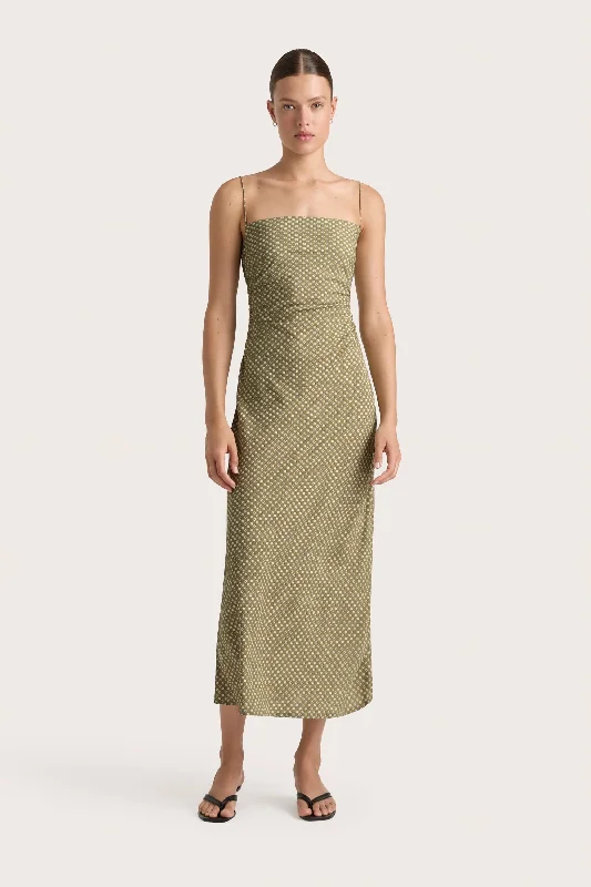 Rosas Midi Dress Oliander Khaki