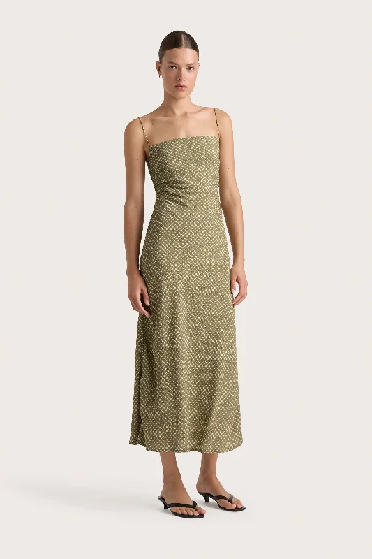 Rosas Midi Dress Oliander Khaki