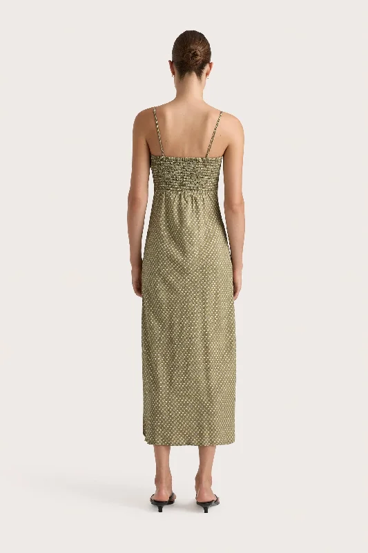 Rosas Midi Dress Oliander Khaki