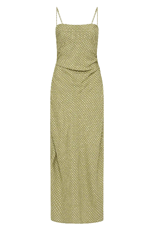 Rosas Midi Dress Oliander Khaki