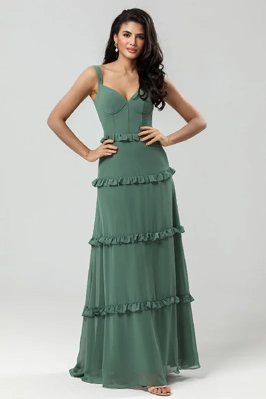 A-Line Eucalyptus Corset Bridesmaid Dress