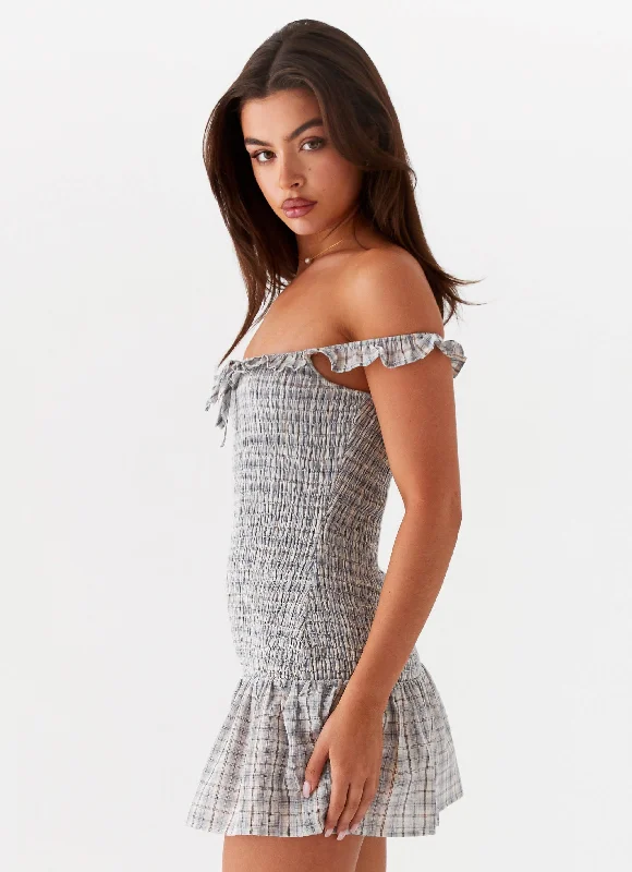 Anica Check Mini Dress - Grey Check