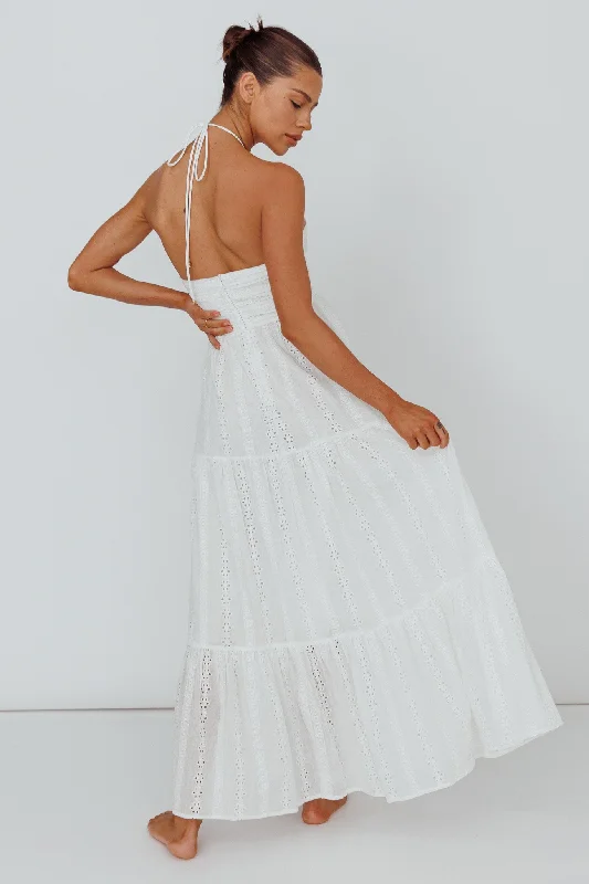 Asiah Halterneck Maxi Dress Eyelet White