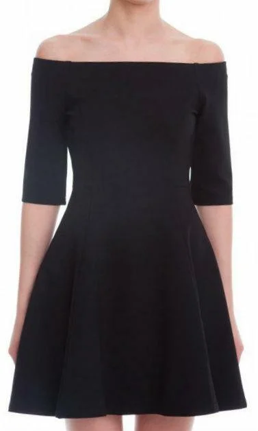 Be Bold Black Off-The-Shoulder Skater Dress