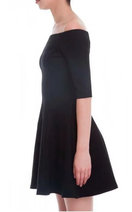 Be Bold Black Off-The-Shoulder Skater Dress