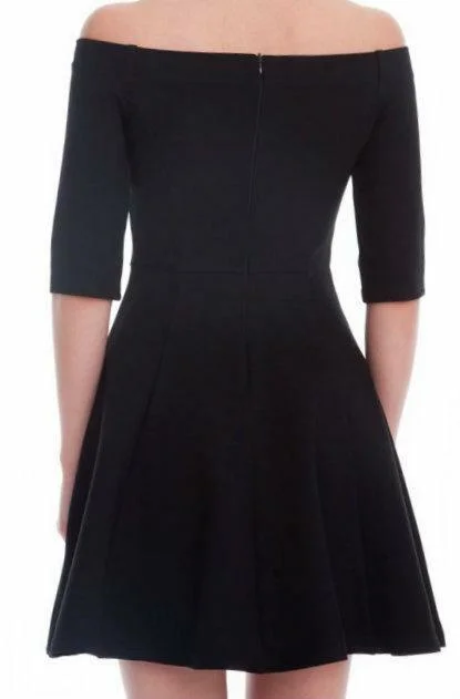 Be Bold Black Off-The-Shoulder Skater Dress