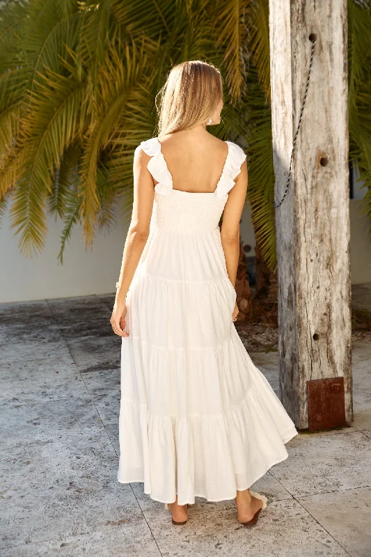 Blossoming Love Maxi Dress White