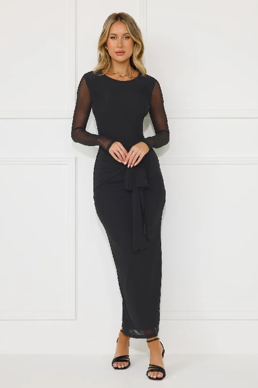 Brilliant Vibes Long Sleeve Maxi Dress Black