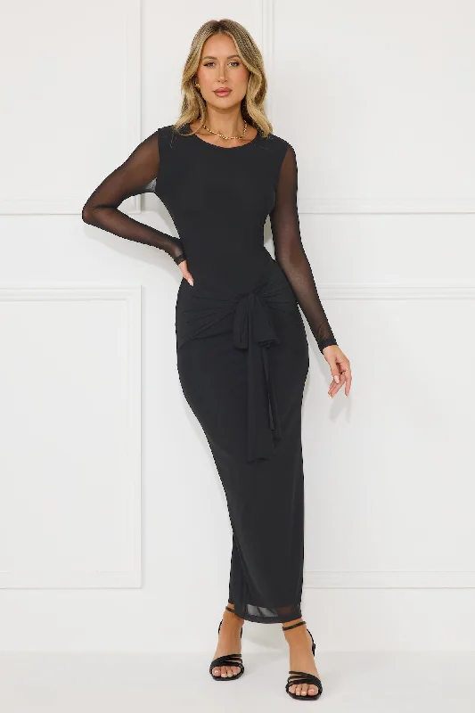 Brilliant Vibes Long Sleeve Maxi Dress Black