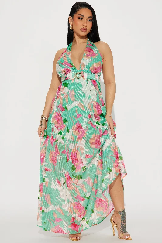 Clara Chiffon Maxi Dress - Green/combo