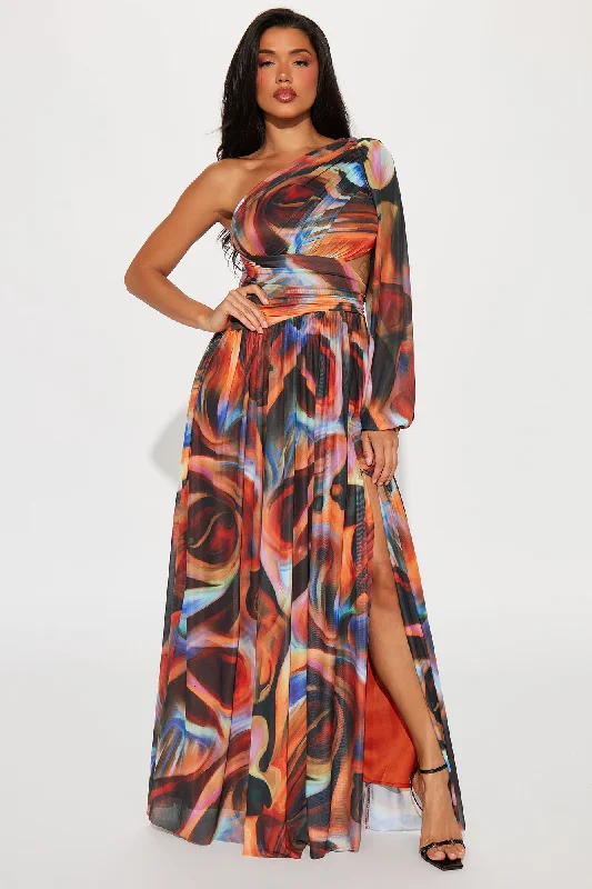 Claudia Printed Mesh Maxi Dress - Multi Color