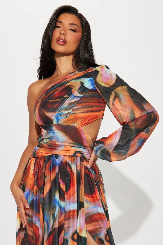 Claudia Printed Mesh Maxi Dress - Multi Color