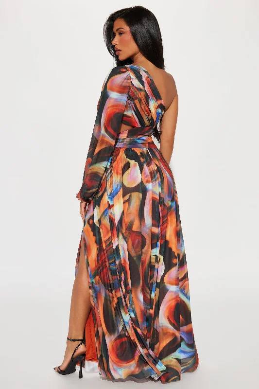 Claudia Printed Mesh Maxi Dress - Multi Color