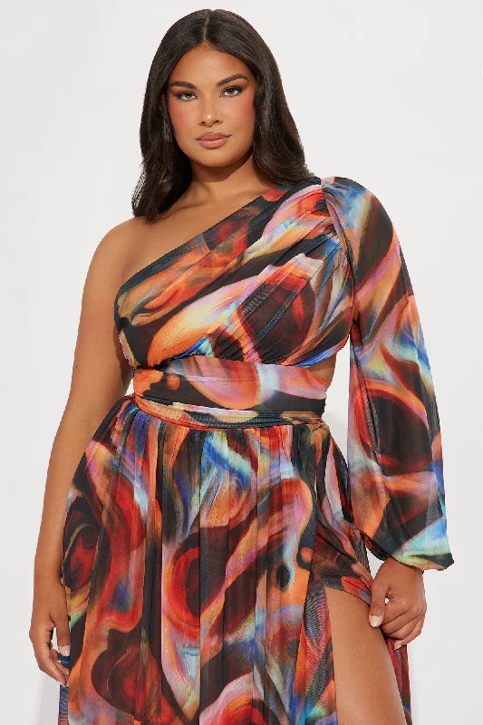 Claudia Printed Mesh Maxi Dress - Multi Color