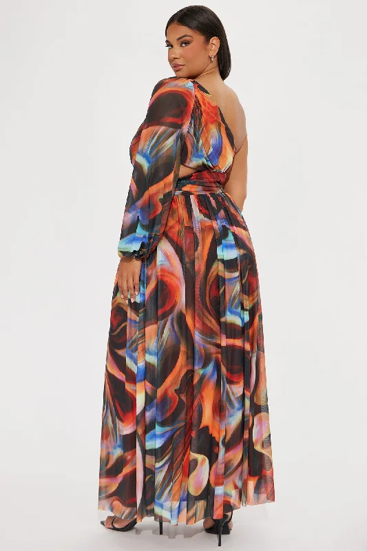 Claudia Printed Mesh Maxi Dress - Multi Color