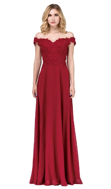 Dancing Queen - 2492 Off Shoulder Lace Applique Evening Dress