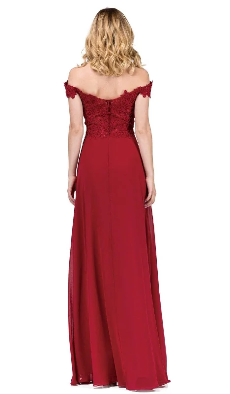 Dancing Queen - 2492 Off Shoulder Lace Applique Evening Dress