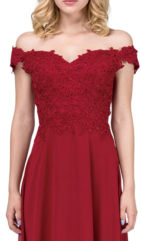 Dancing Queen - 2492 Off Shoulder Lace Applique Evening Dress