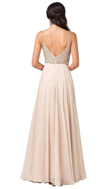 Dancing Queen - 2493 Jewel Beaded A-Line Chiffon Gown