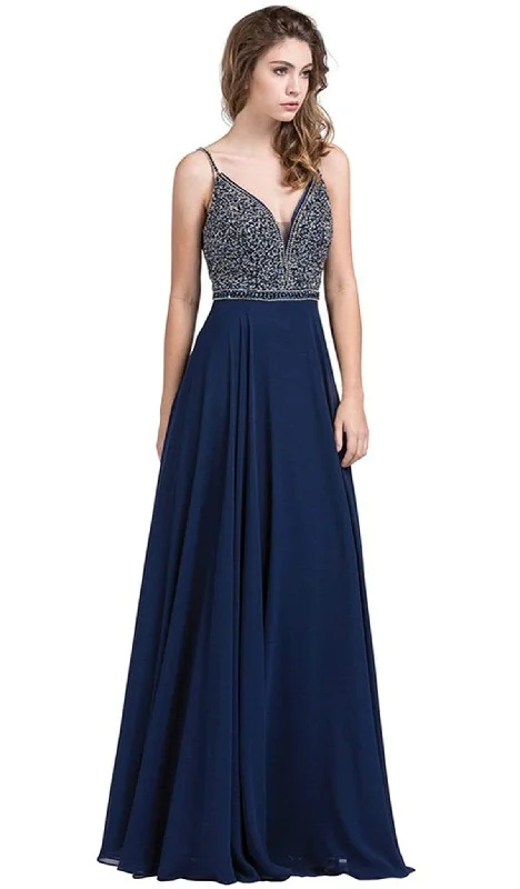 Dancing Queen - 2493 Jewel Beaded A-Line Chiffon Gown