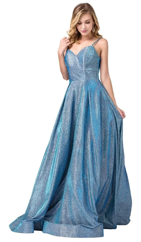 Dancing Queen - 2611 Sweetheart Lace Up Back Metallic Jersey Gown