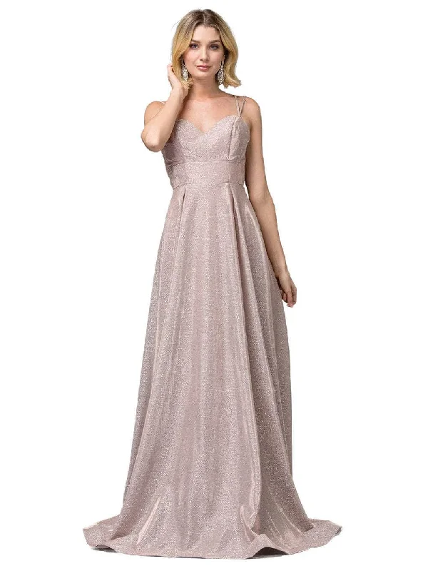 Dancing Queen - 2611 Sweetheart Lace Up Back Metallic Jersey Gown