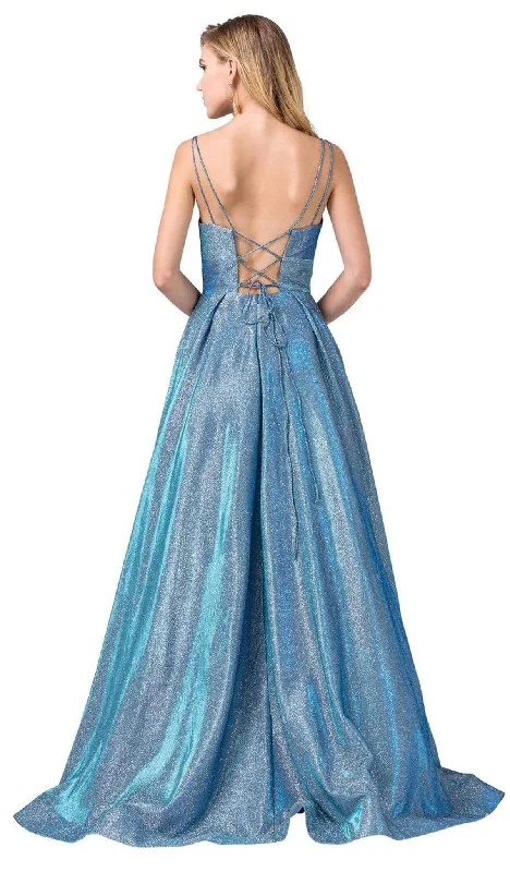 Dancing Queen - 2611 Sweetheart Lace Up Back Metallic Jersey Gown