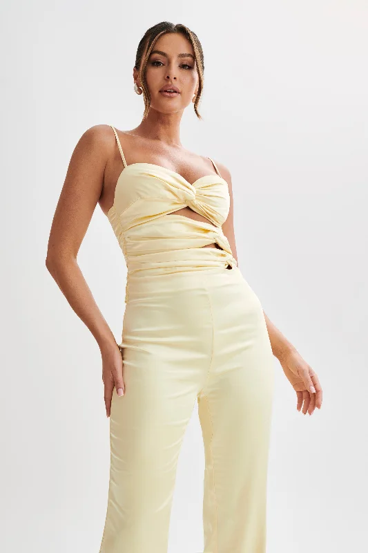 Elina Twist Satin Jumpsuit - Butter