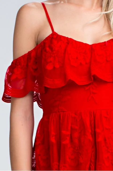 Endless Lace Red Off-the-Shoulder Dress