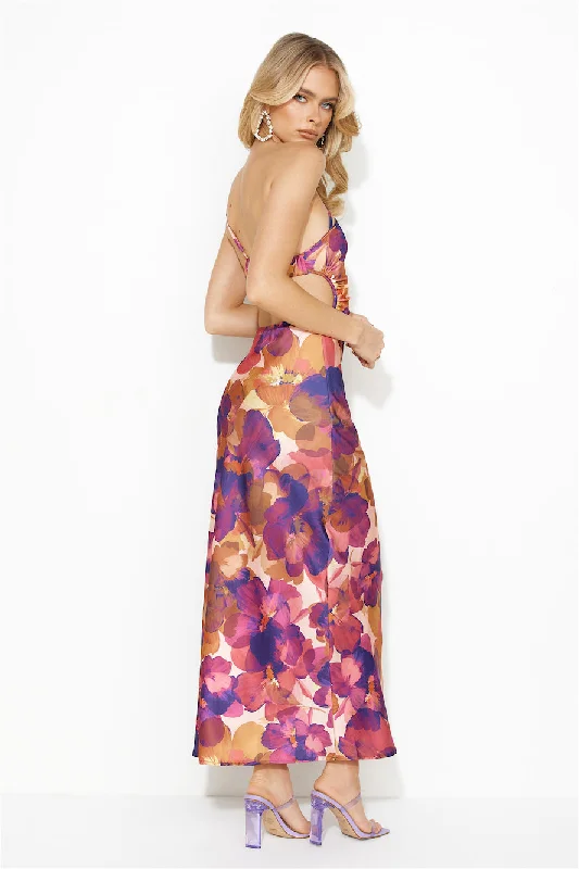 Fashion Inspiration Satin Maxi Dress Purple