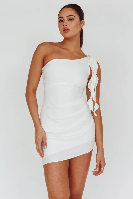 For The Fame One Shoulder Mini Dress White