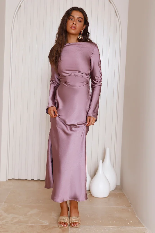 Forget Me Not Satin Maxi Dress Purple