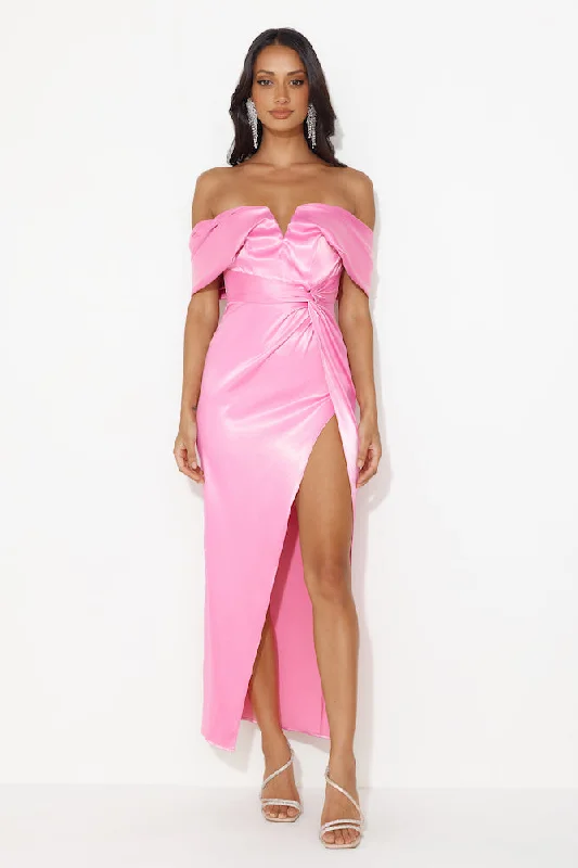 Formal Affair Satin Maxi Dress Pink