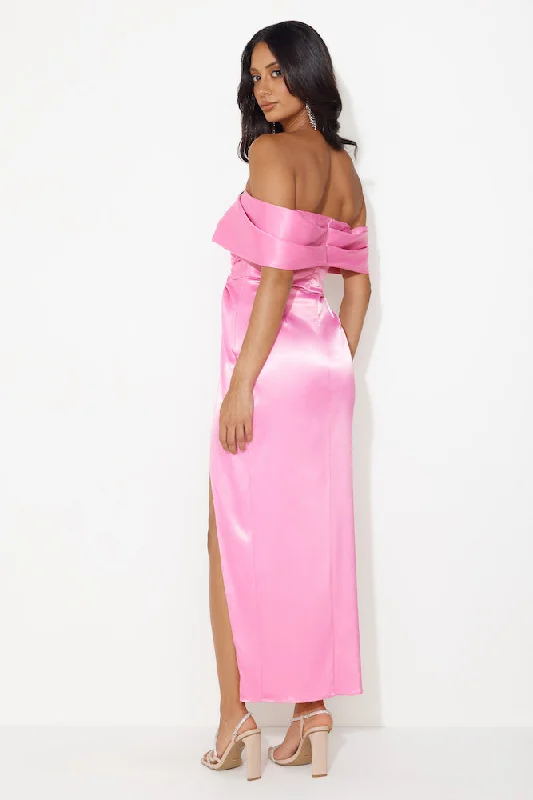 Formal Affair Satin Maxi Dress Pink