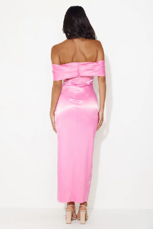 Formal Affair Satin Maxi Dress Pink