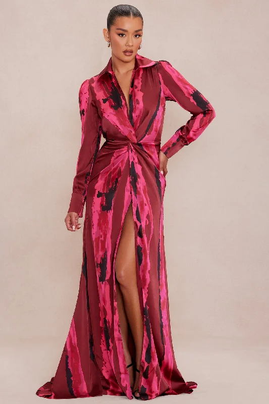 Gabriella Long Sleeve Maxi Dress - Magenta