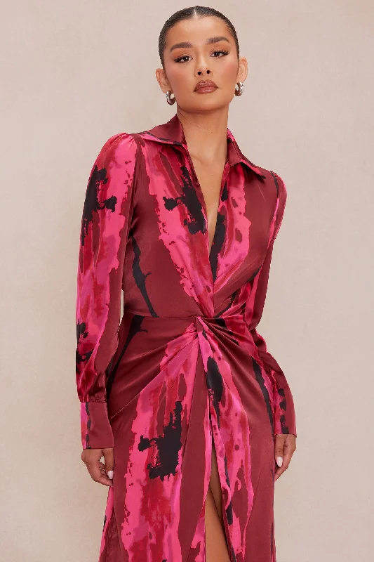 Gabriella Long Sleeve Maxi Dress - Magenta