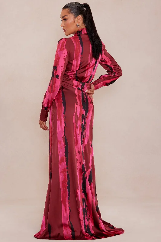 Gabriella Long Sleeve Maxi Dress - Magenta