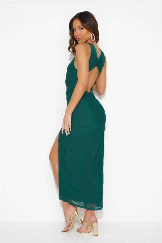 Getting Everywhere Mesh Maxi Dress Green