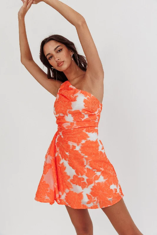 Inner Power One-Shoulder Mini Dress Orange