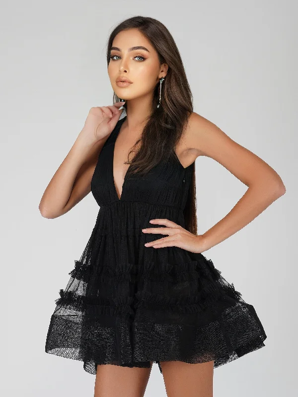 Ivy Black Tulle Mini Dress