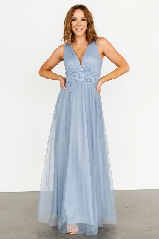 Kamila Tulle Maxi Dress | Whisper Blue