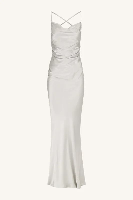 LA LUNE LACE BACK MAXI DRESS - SILVER